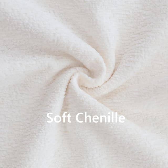 Detalle 1 de OYIMUA Set of 2 Chenille Cushion Covers (50cm x 50cm) – Cream square throw pillow cases