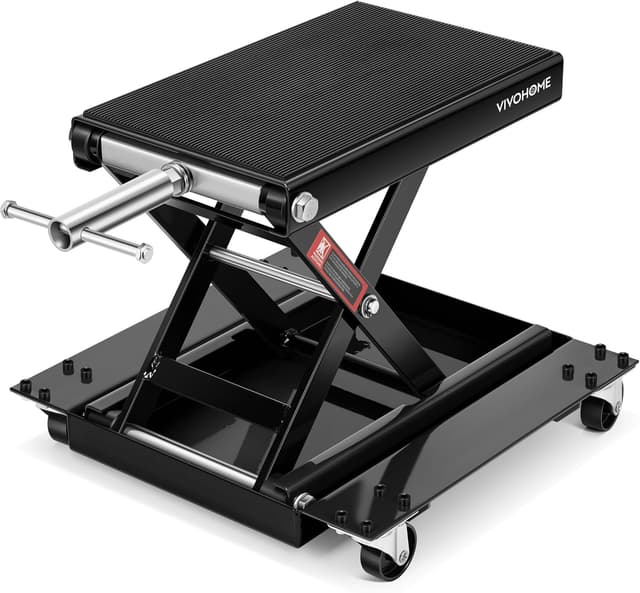 Detalle de VIVOHOME Motorrad-Hebebühne 500 kg aus Stahl – breite Plattform mit Rollwagen und Handkurbel