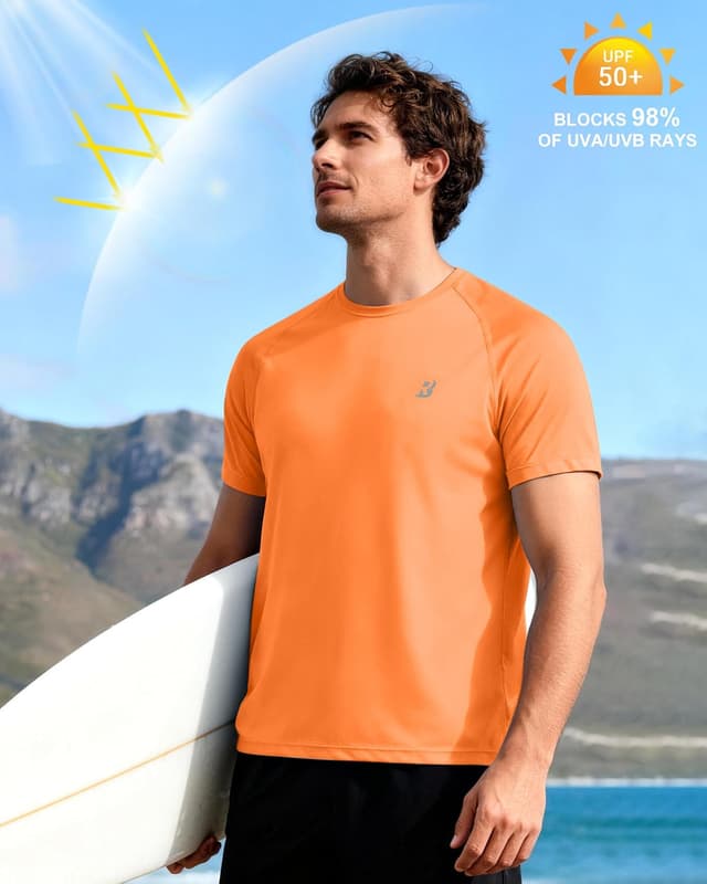 Detalle de Roadbox Men’s Short Sleeve Rash Guard UPF 50+ quick-dry UV swim T-shirt