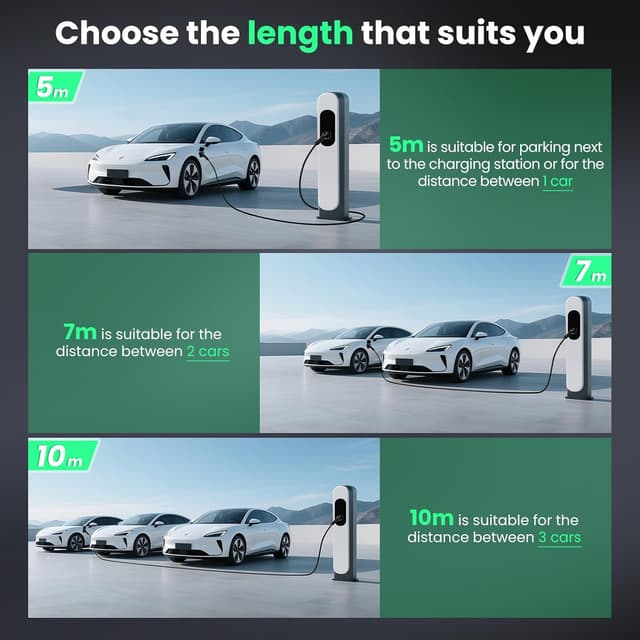 Detalle 2 de GONEO Type 2 11kW 10m 16A 3‑phase Mode 3 Type 2 to Type 2/CCS2 EV Charging Cable (with carry bag)
