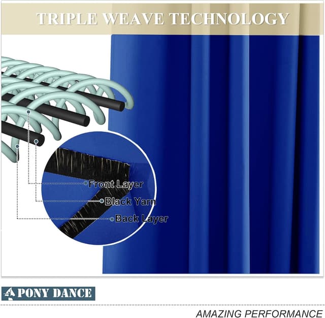Thumbnail 4 de PONY DANCE Royal Blue Blackout Curtains 46×54 in 🪟