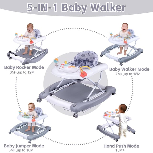 Detalle 2 de Foldable 5-in-1 Baby Walker with Trampoline Mat 👶