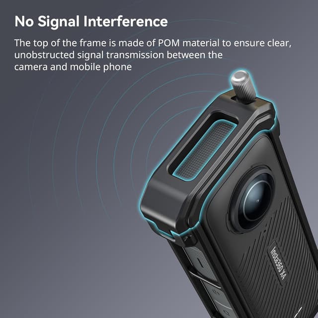 Detalle de SMALLRIG Cage per Insta360 X4 con copriobiettivo in silicone, slitta fredda e foro 1/4”-20-4278