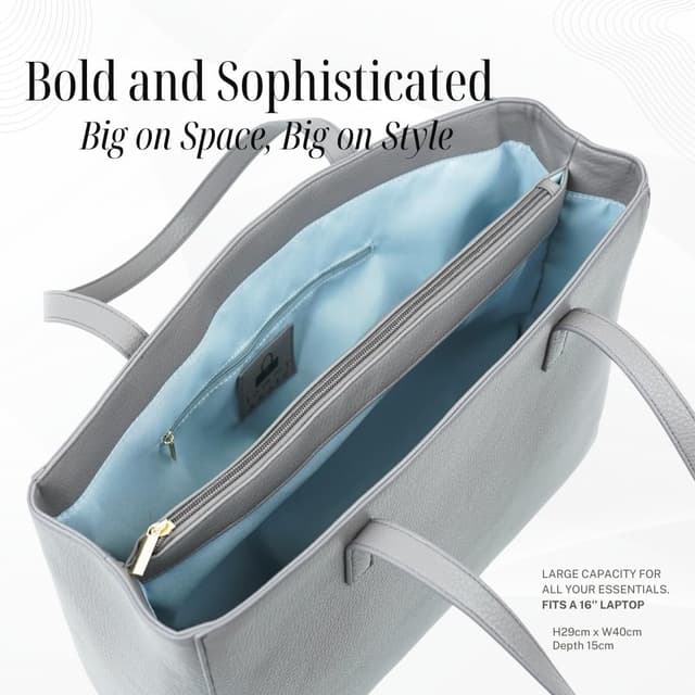 Detalle 2 de Tommy & Kate GLORIA Spacious Tote Bag for Women with Zipped Compartment & Inner Pocket