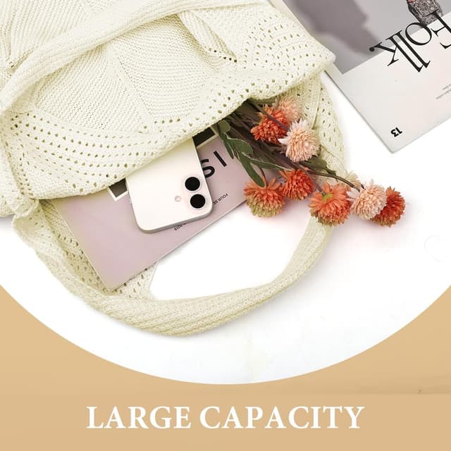 Thumbnail 6 de Aucuu sac fourre-tout femme en crochet ajouré