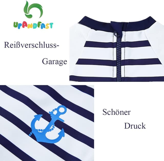 Thumbnail 6 de upandfast Baby Jungen Badeanzug mit Sonnenhut (UPF 50+, einteilig, Reißverschluss)