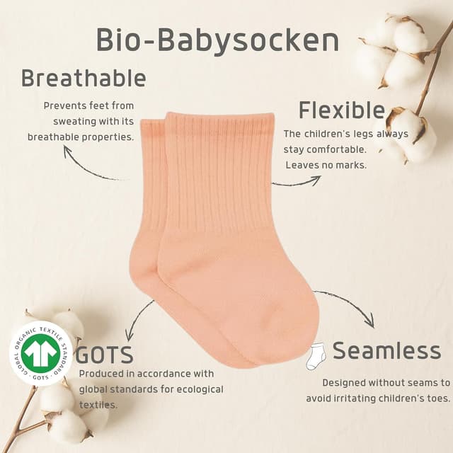 Detalle de bistyle Baumwolle 6 Paar Baby-Socken ohne störende Nähte – für Neugeborene bis 3 Jahre, Größen 0–3 Monate bis 2–3 Jahre