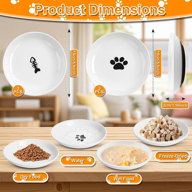 Detalle de ACOMTUO set da 6 ciotole per gatti in ceramica con base antiscivolo in gomma