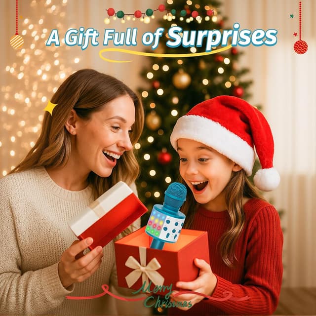 Detalle 2 de Fede Karaoke Mikrofon: drahtloses Bluetooth-Mikrofon mit Lautsprecher und LED-Licht