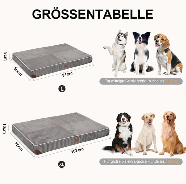 Detalle 2 de FUKUMARU Orthopädisches Hundebett (91x56x9 cm) – waschbares Hundekissen mit wasserdichter TPU-Schicht, grau