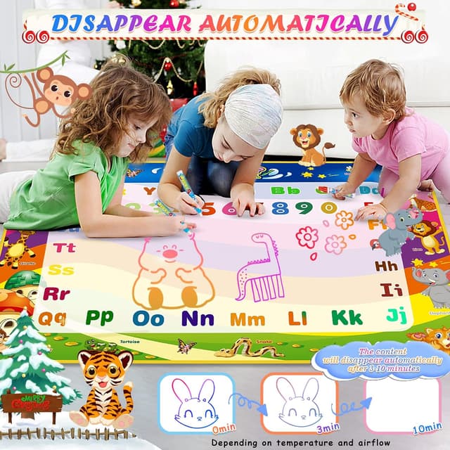 Detalle de Toddler Toys Water Doodle Mat (40 x 30 Inch) with Aqua Magic Pens for Ages 3–5