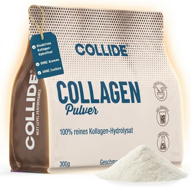 Detalle de COLLIDE Collagen Pulver (geschmacksneutral) – 100% Kollagen-Hydrolysat, zuckerfrei, leicht löslich, 300 g