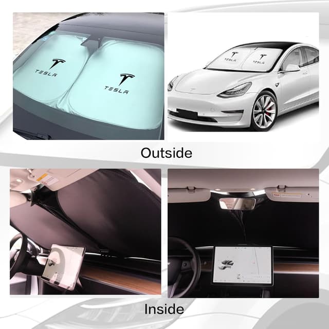 Detalle de 300T Front Window Sunshade for Tesla Model 3 & Model Y (Collapsible, Storage Bag)