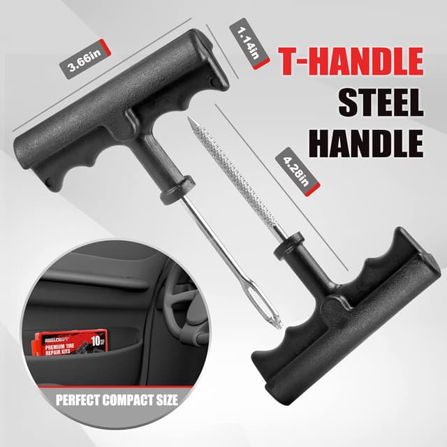 Detalle de AWELCRAFT 10-teiliges Reifenreparatur-Set – Reifenstopfen für Pannen ohne Demontage