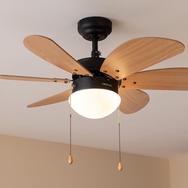 Detalle de Cecotec EnergySilence Aero 360 Black&Wood: ventilatore da soffitto con luce 50 W, diametro 92 cm e 3 velocità