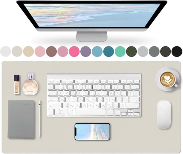 Thumbnail 5 de Sevenpers Tischunterlage aus Kunstleder (80 x 40 cm, Elfenbein) – Schreibtischmatte & Unterlage