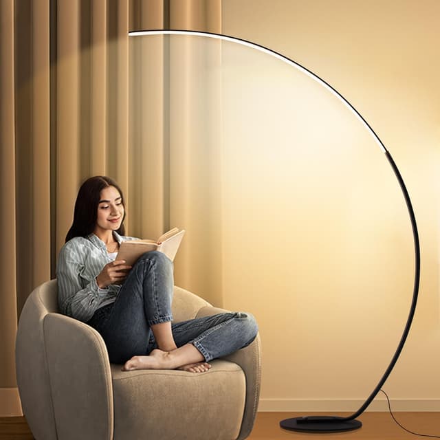 Detalle 2 de Linkenail LED Stehlampe mit Bogen für Wohnzimmer, dimmbar (25 W, 3 Farbtemperaturen) inkl. Fernbedienung