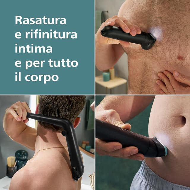 Detalle de Philips Bodygroom Serie 7000 BG7480/15 – rifinitore uomo con testina flessibile 2D, tripla protezione e autonomia fino a 120 minuti