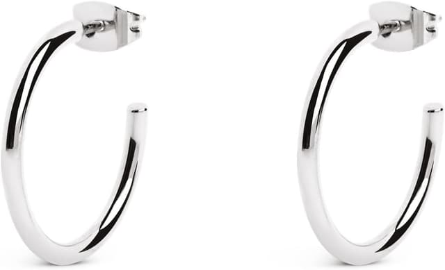 Detalle de SINGULARU Pendientes Aro Ank, baño de rodio 💍