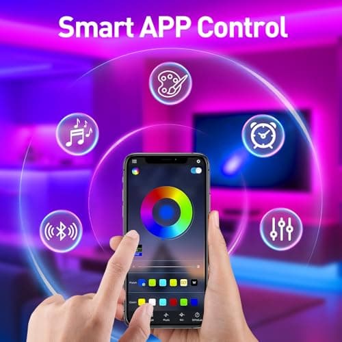 Detalle 2 de Ylatoial Tira LED 5M para TV de 50" a 75" con Bluetooth, micrófono y mando 2.4G