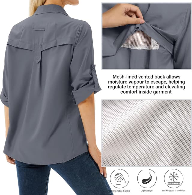 Detalle 2 de yeyity Hemdbluse Damen UV Schutz UPF 50