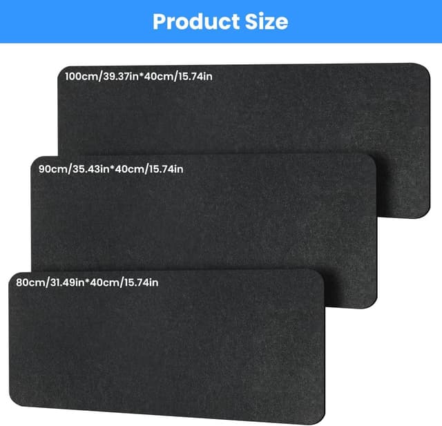 Detalle de AUYAO sottomano da scrivania in feltro 80 x 40 cm antiscivolo (nero e grigio)