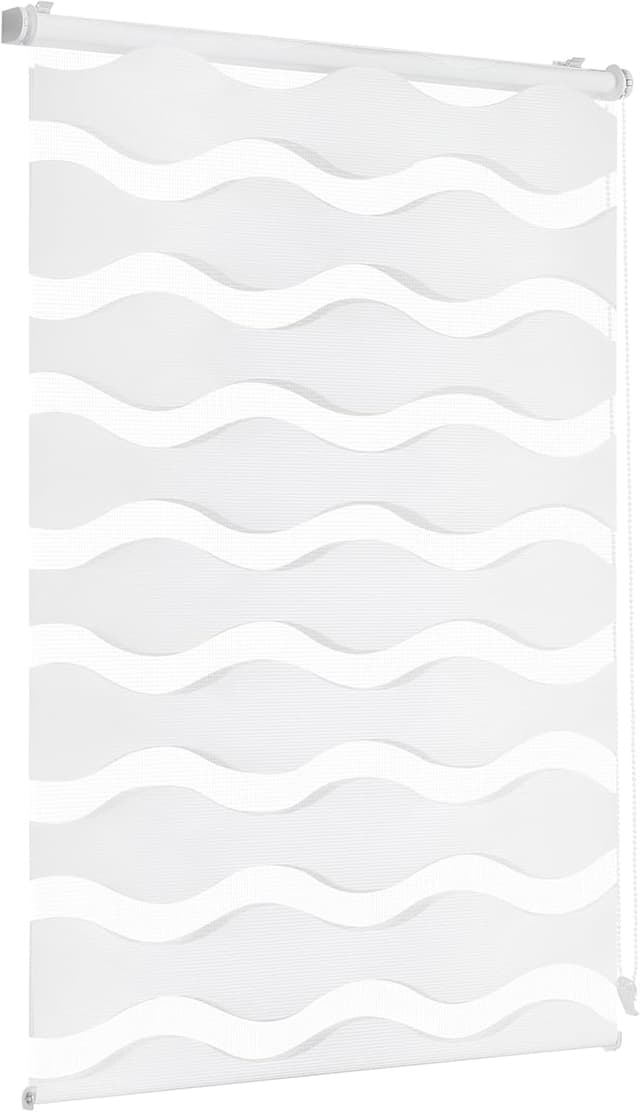 Detalle de Sekey Doppelrollo Wellen Klemmfix ohne Bohren für Fenster (85 cm breit) – Duo Rollo Welle Jalousie Sonnenschutz in Weiß