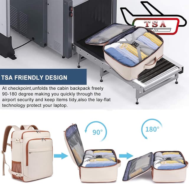 Thumbnail 6 de ENZOSUM Cabin Bag 45x36x20 (30L) Beige underseat hand luggage backpack for 15.6-inch laptops