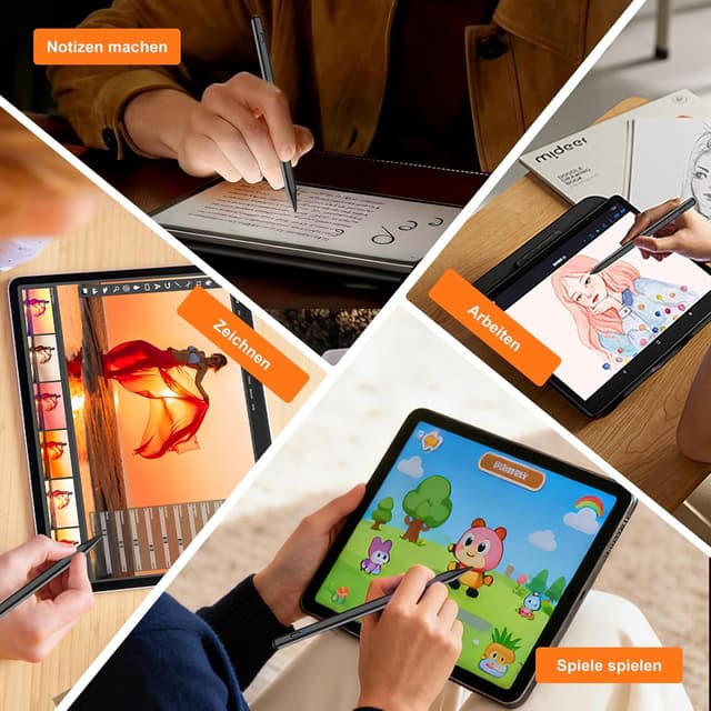 Thumbnail 6 de Android Tablet Stift mit 3 POM-Federspitzen und USB‑C Schnellladung (magnetische Haftung) – Stylus Pen Type‑C für Touchscreens, Schwarz