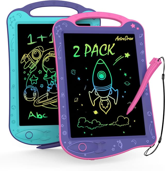 Detalle de HOMESTEC AstroDraw Lern-Zeichentafeln (2er-Set) – LCD Schreibtafel für Kinder ab 2–6 Jahren