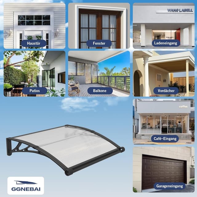 Thumbnail 6 de Vordach für Haustür 200x100 cm Fenstervordach