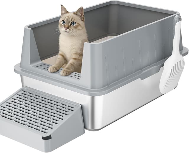 Detalle de Lifewit 28L Katzenklo aus Edelstahl, offen