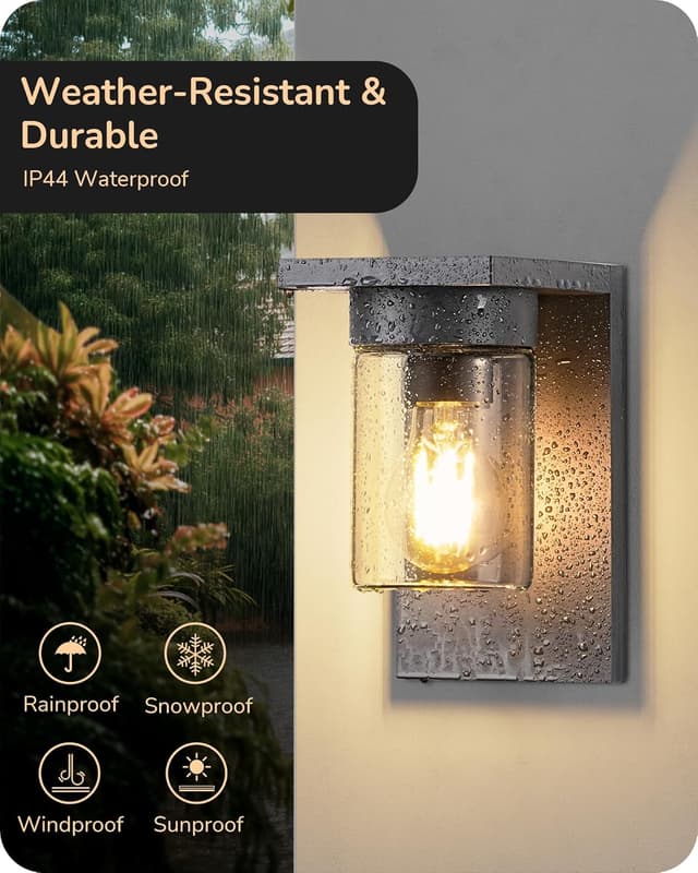 Detalle de EDISHINE Vintage Outdoor Wall Lantern Light (IP44) with E27 Socket in Anthracite