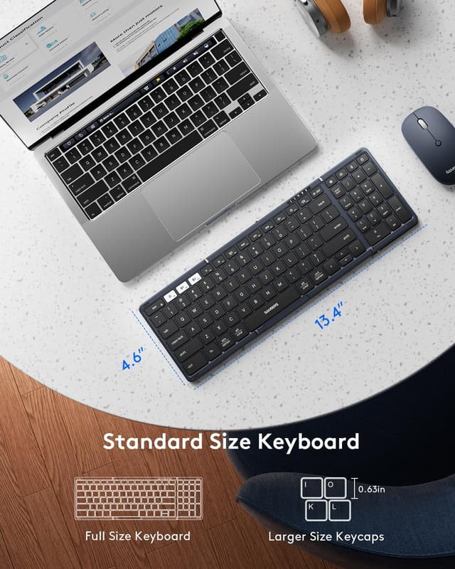 Detalle de Samsers Foldable Bluetooth Keyboard and Mouse Combo (Midnight) — foldable full-size travel set with 2.4G + BT5.0