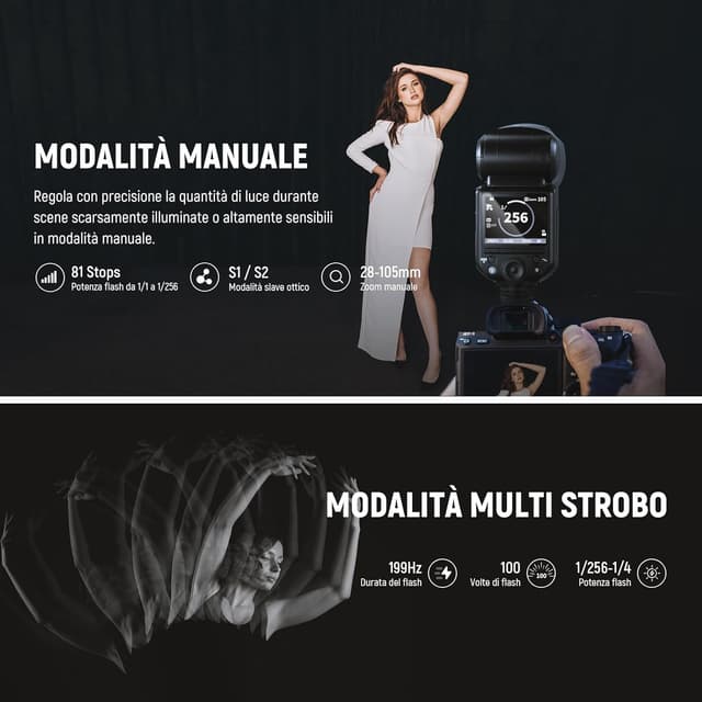 Detalle de NEEWER Z2-S Flash Speedlite TTL 2,4G per Sony con HSS 1/8000 e testa rotante 0°–330°