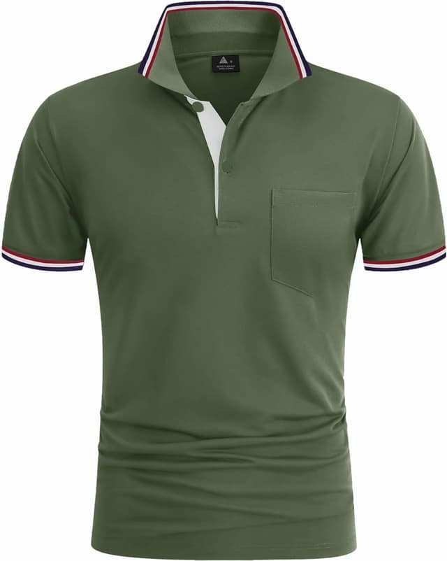 Detalle de zitysport Poloshirt Herren Kurzarm – atmungsaktives Golf Polo mit Brusttasche, Slim Fit