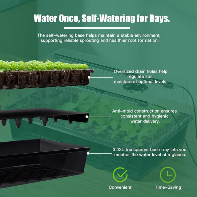 Detalle de ROCKY&CHAO grow light seed tray kit, 60-cell