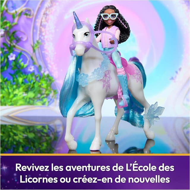 Detalle de Unicorn Academy – L’École des Licornes : Licorne Glacier + Poupée Layla (figurines et accessoires)