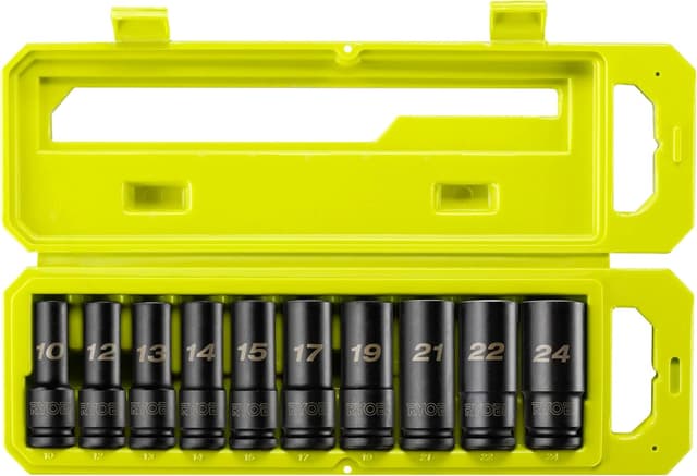 Thumbnail 2 de Set di 10 prese RYOBI per auto 1/2" quadro, da 10 a 24 mm (RHDIS10PC)