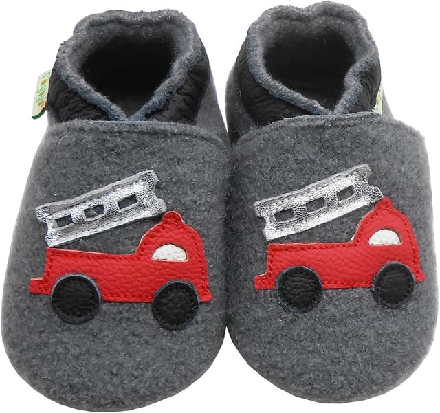 Detalle 2 de SAYOYO Krabbelschuhe aus reiner Schurwolle für Jungen & Mädchen – rutschfeste Gummisohle