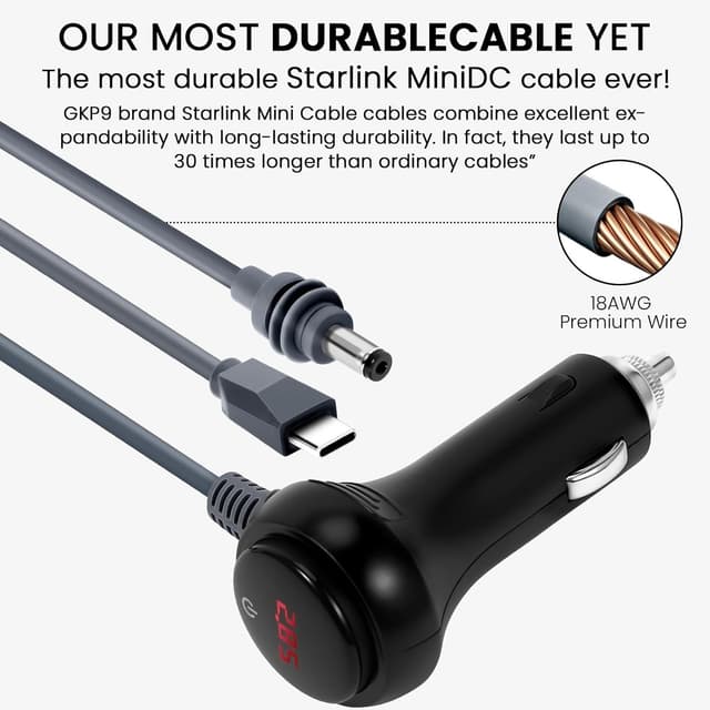 Thumbnail 3 de GKP9 Starlink Mini Cable 10ft car power adapter
