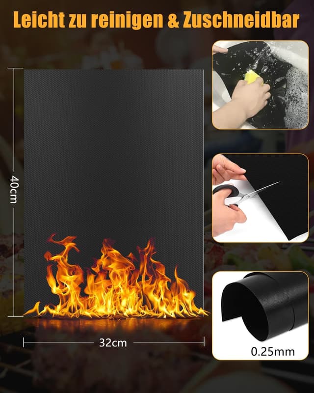 Detalle 2 de BBQ Grillmatte für Gasgrill 5er Set