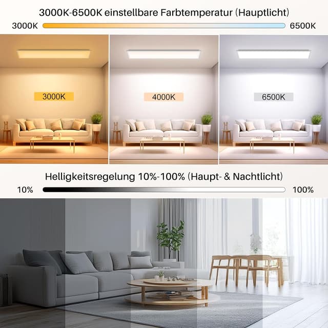 Detalle de LED Deckenleuchte 100x25 cm dimmbar 36 W