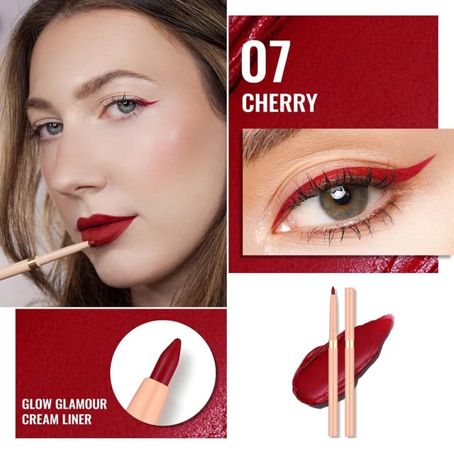 Detalle 2 de OULAC Roter Matte Eyeliner Waterproof (Wischfester Stift) & Lipliner in 07 Cherry