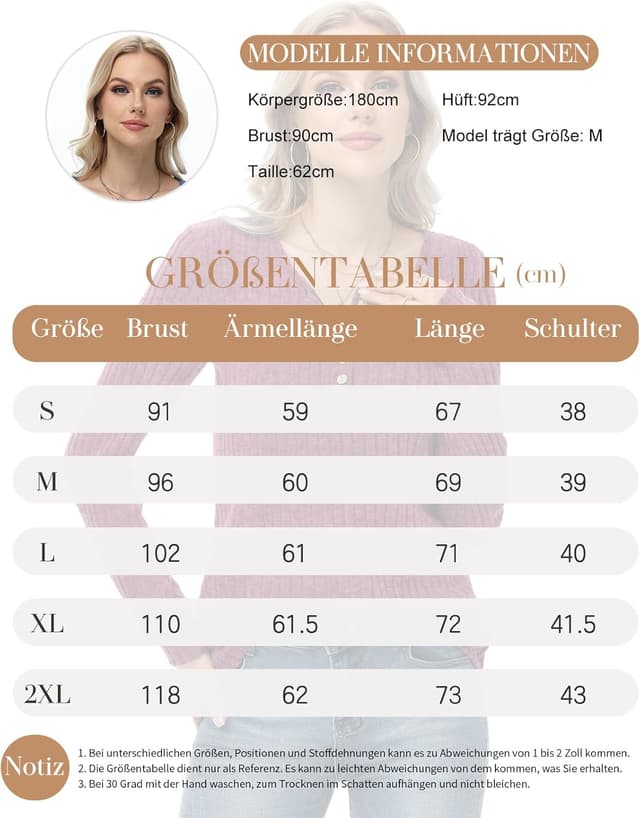 Detalle 2 de Tanmolo Damen Henley Strickpullover mit Knöpfen