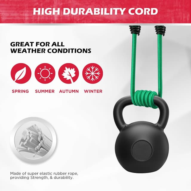 Detalle 2 de 24-Piece Premium Heavy-Duty Bungee Cords Outdoor Set with Hooks in Storage Jar (10"–48" lengths)