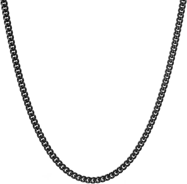 Detalle de RWQIAN Herren Panzerkette aus Edelstahl (3–9 mm) – Gliederkette in Silber, Gold und Schwarz, Längen 45–65 cm