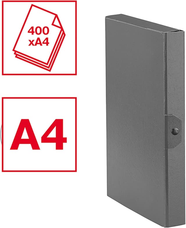 Detalle de Esselte C24 EUROBOX Cartella Progetti con bottone, 25 x 35 cm, dorso 4 cm, blu (confezione da 5)