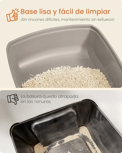 Detalle 2 de Feandrea Caja Arenero con Bordes Altos y Tamaño XL (abierta, con pala) PPT009LH01