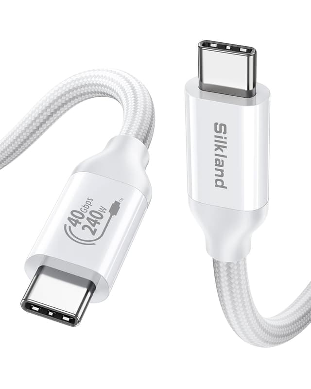Detalle de Silkland cavo USB4/Thunderbolt 4 da 1 m 40Gbps con ricarica fino a 240W (compatibile Thunderbolt 5) per MacBook e dock